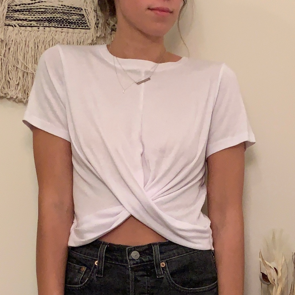 ASOS white wrap tie front short sleeve t-shirt - S